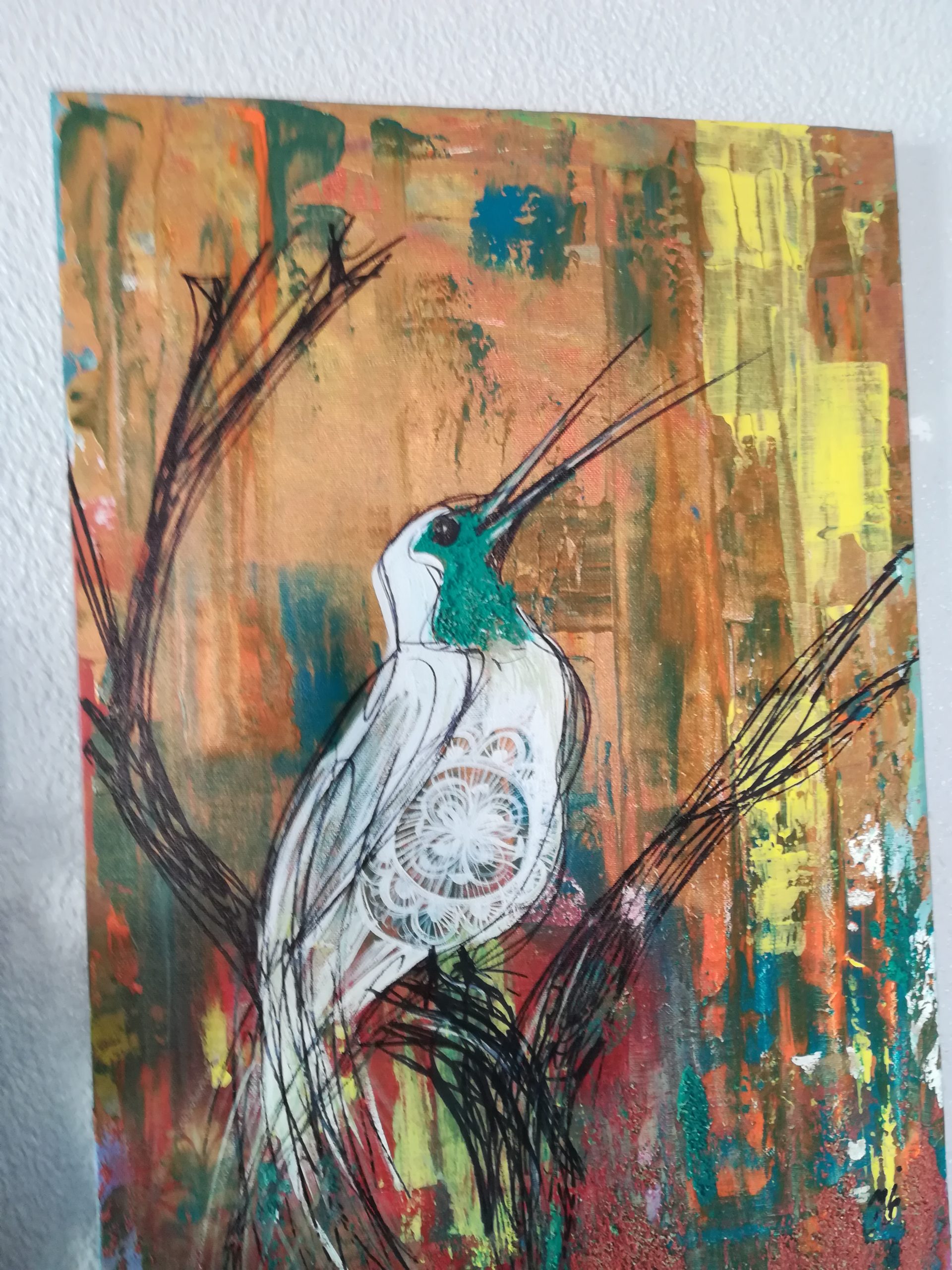 bell bird - Acrylic on Canvas, 60 x 40 cm - Imagen 3